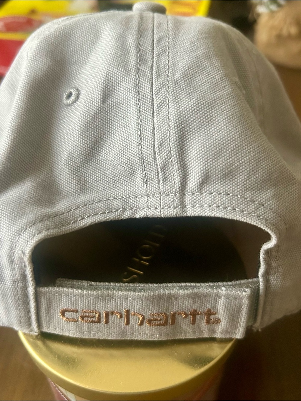 Carhartt Light Gray Canvas Baseball Cap with Leather Patch - Picture 3 of 7